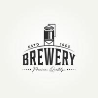 vintage brewery line art logo illustration design vector