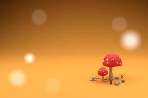 Sunny background with 3d mushrooms photo