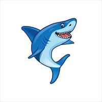 shark cartoon character illustration mascot logo vector