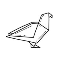 paloma de pájaro de origami en un estilo de garabato simple. ilustración vectorial aislada en un fondo blanco vector