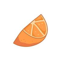 A quarter of an orange in cartoon style. Vector food isolated illustration.