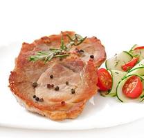 steak meat with vegetable salad photo