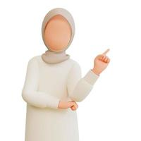 character muslim woman pointing up photo