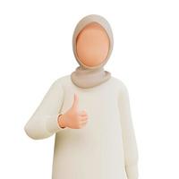 character muslim woman showing thumbs up photo