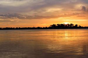 Natural landscape of Maekhong River during sunset at border line between Thailand and Lao,Asia.