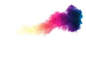 Multicolored powder explosion on white background. photo