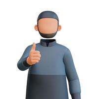 character muslim man showing thumbs up photo