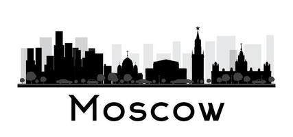 Silueta en blanco y negro del horizonte de la ciudad de Moscú. vector