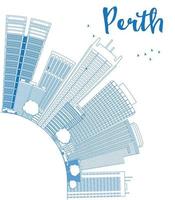 Outline Perth skyline with blue buildings and copy space. vector