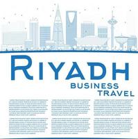 delinear el horizonte de Riyadh con edificios azules vector