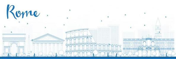 Outline Rome skyline with blue landmarks vector