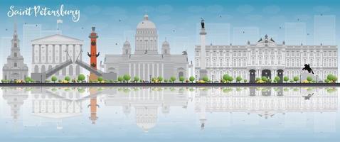 Saint Petersburg skyline with grey landmarks, blue sky and copy space vector