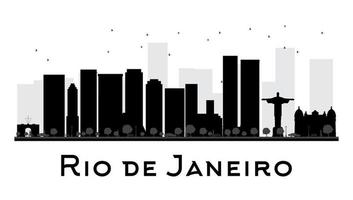 Rio de Janeiro City skyline black and white silhouette