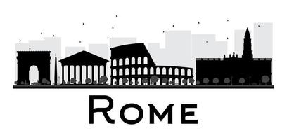 Rome City skyline black and white silhouette. vector