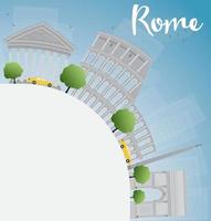 horizonte de roma con puntos de referencia grises y espacio de copia vector