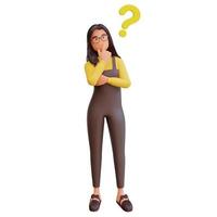 lindo personaje de mujer con signo de interrogación foto