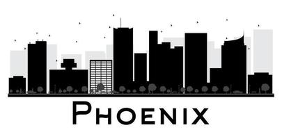 Silueta en blanco y negro del horizonte de la ciudad de Phoenix. vector