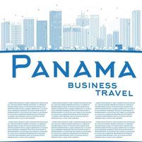 Outline Panama City skyline with blue skyscrapers and copy space. vector