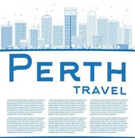 Outline Perth skyline with blue buildings and copy space. vector