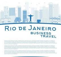 Outline Rio de Janeiro skyline with blue buildings and place for text. vector