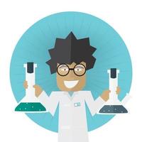 Scientist or doctor holding flask in hands vector