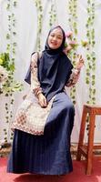 Cianjur Regency, Indonesia, 2022-Indonesian Muslim woman wearing hijab photo