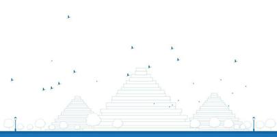 Outline Pyramids in Giza Vector illustration.
