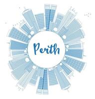 Outline Perth skyline with blue buildings and copy space. vector