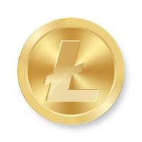 Gold coin of Litecoin Concept of internet web cryptocurrency vector