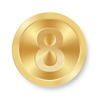 Gold coin with number eight Concept of internet icon vector