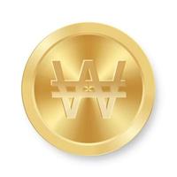 Gold Won coin Concept of internet web currency vector