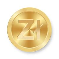 Gold coin of Zloty Concept of internet web currency vector