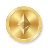 Gold coin of ethereum Concept of web internet cryptocurrency vector