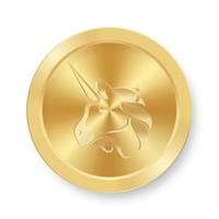 Gold coin of Uniswap Concept of internet web cryptocurrency vector