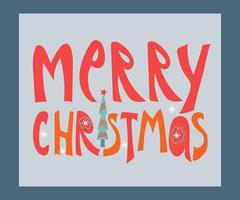 Merry Christmas text, hand drawn lettering phrase, vector illustration.