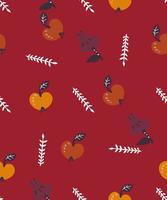 Autumn seamless pattern with apples and pomegranate fruits vector illustration. Rosh Hashanah and other autumn holidays concept for wrapping paper and package design.