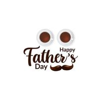 Happy father s day lettering greeting with mustache and cup of coffee illustration concept vector