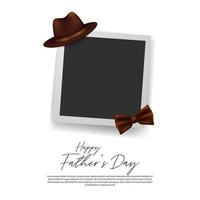 Memories of dad, love father s day with frame and brown hat and tie illustration concept for greeting card vector