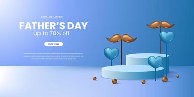 Elegant masculine special promo sale happy father day with 3d cylinder pedestal podium stage product display vector