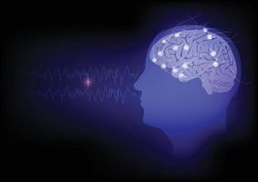 Concept of human brain and electroencephalography recording vector