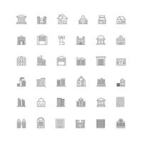 vector de línea de conjunto de iconos de edificio