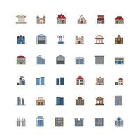 Building icon set color vector