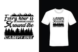 diseño de camiseta de camping, vintage, tipografía vector