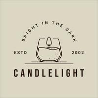 candle in glass logo line art vector simple minimalist illustration template icon graphic typography  design