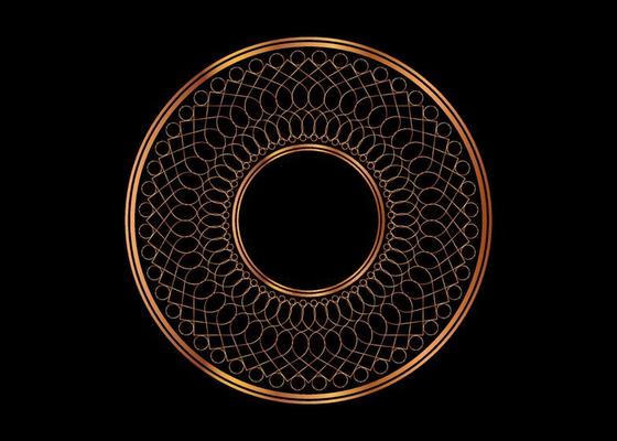 Decorative round gold frame, Mandala for design with floral ornament. Circle border template for printing postcards, invitations, books, for textiles, engraving, wooden furniture, forging. Vector
