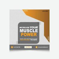 Gym and fitness studio social media post collection. Square flyer for fitness studio promotion, web banner template. vector