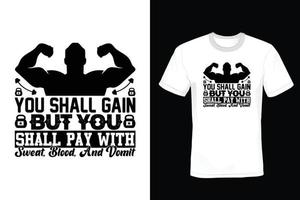 Gym T shirt design, vintage, typography vector