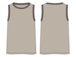 Tank tops moda técnica dibujo plano vector ilustración plantilla vistas frontal y posterior. camisetas sin mangas de ropa simuladas para hombres y niños.