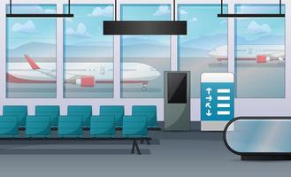 Airport interior waiting hall departure lounge modern terminal concept vector