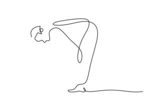 One continuous single line of man ruku sholat pray on white background. vector